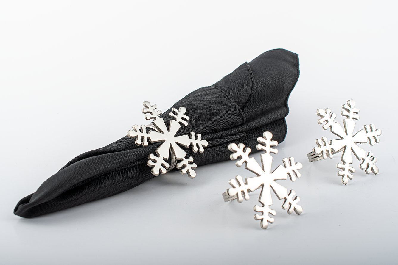 Silver Snowflake Handmade Napkin Rings (set of 4)