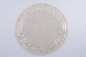 White Beaded And Mother Of Pearl Placemats (set of 4)