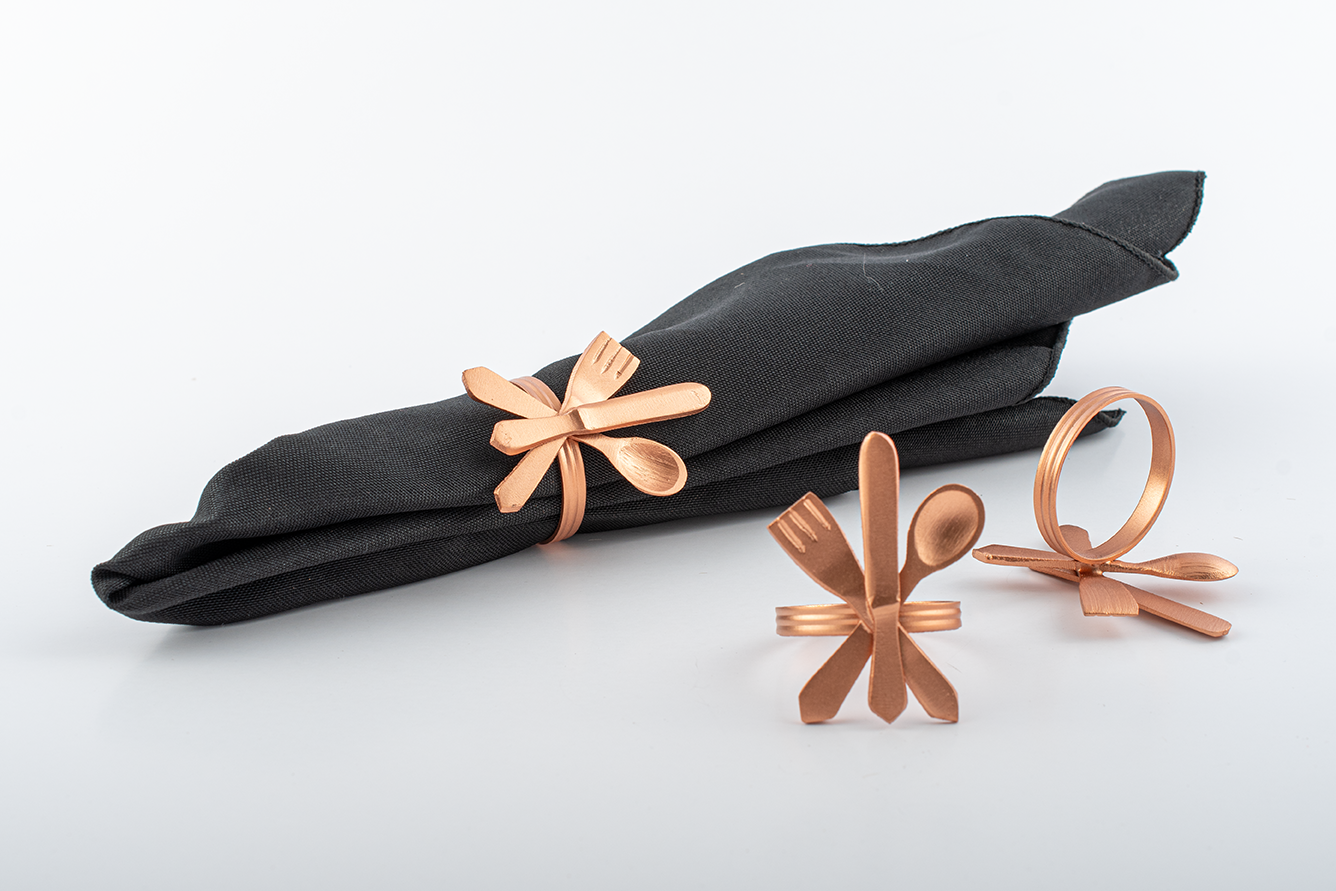 Copper Spoon-Knife-Fork Style Handmade Napkin Rings (set of 4)