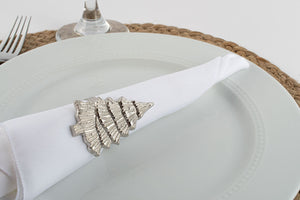 Silver 'Christmas Tree' Style Handmade Napkin Rings (set of 4)