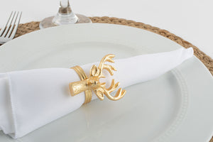 Gold Stag Head Handmade Napkin Rings (set of 4)