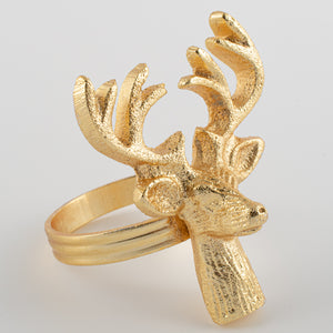 Gold Stag Head Handmade Napkin Rings (set of 4)