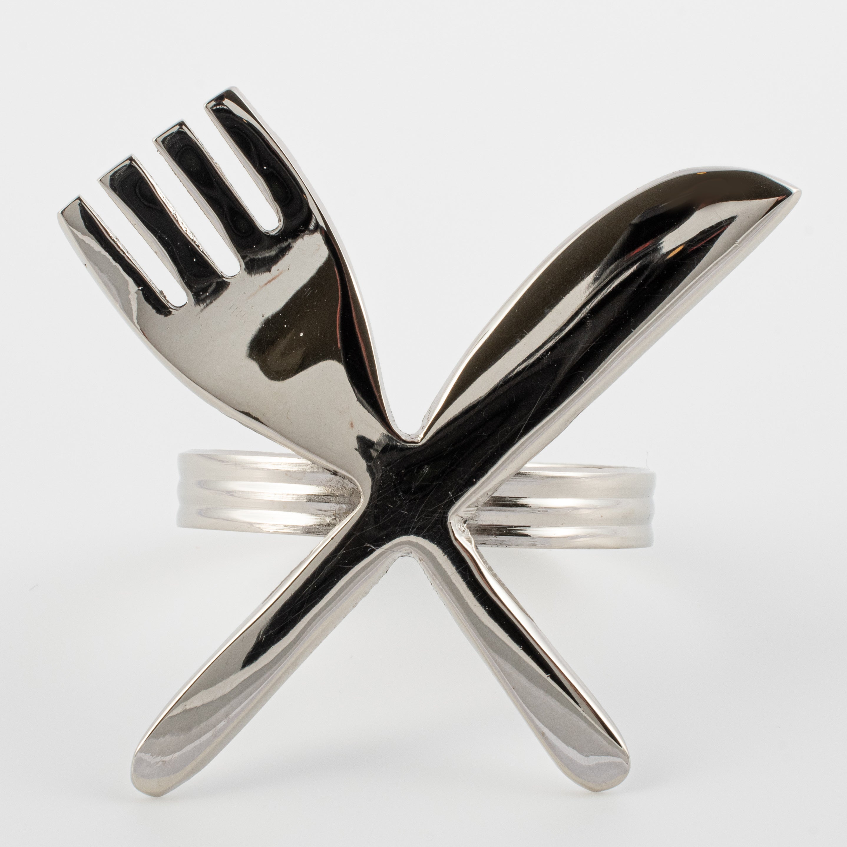 Silver Fork-Knife Style Handmade Napkin Rings (set of 4)