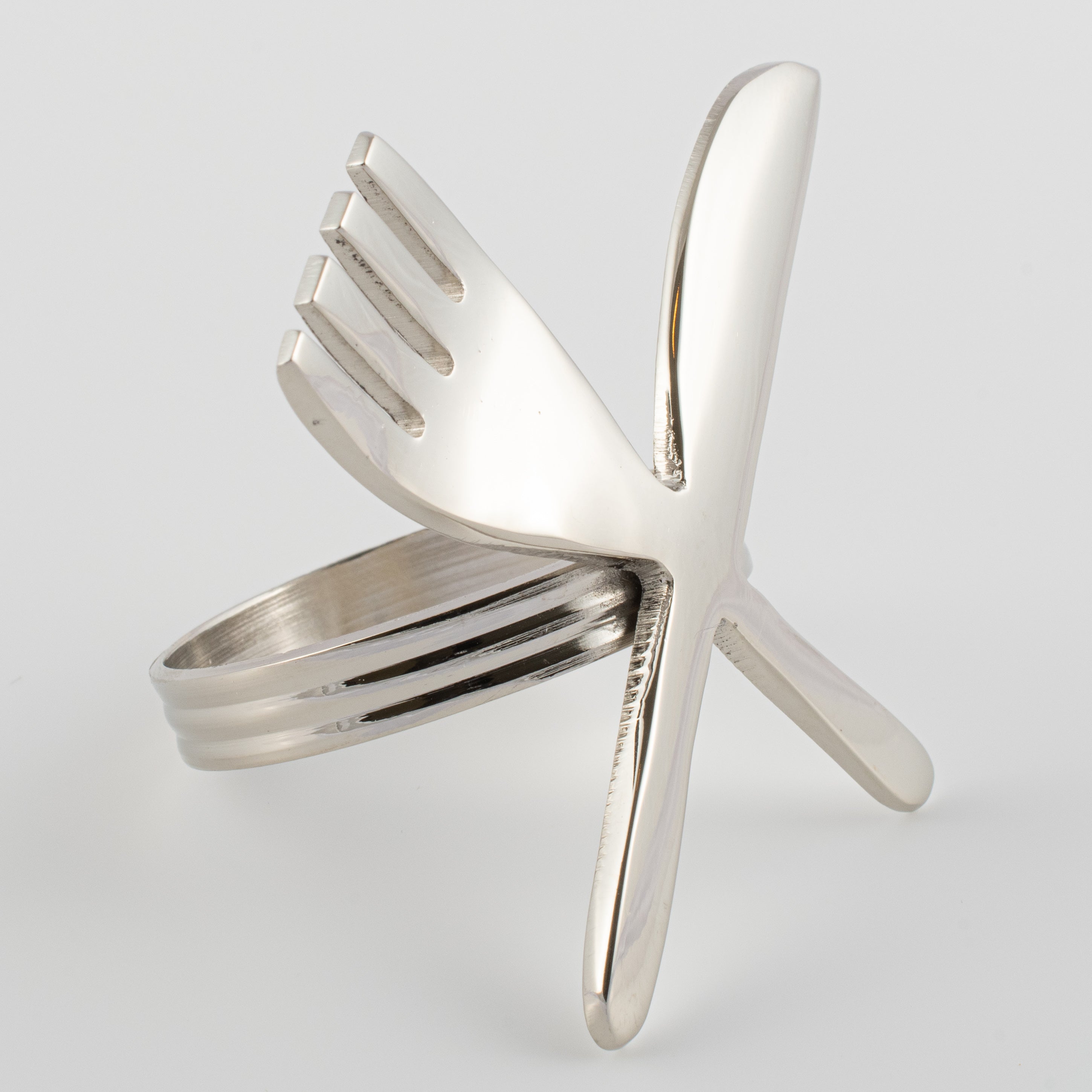 Silver Fork-Knife Style Handmade Napkin Rings (set of 4)