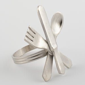 Silver Spoon-Knife-Fork Style Handmade Napkin Rings (set of 4)