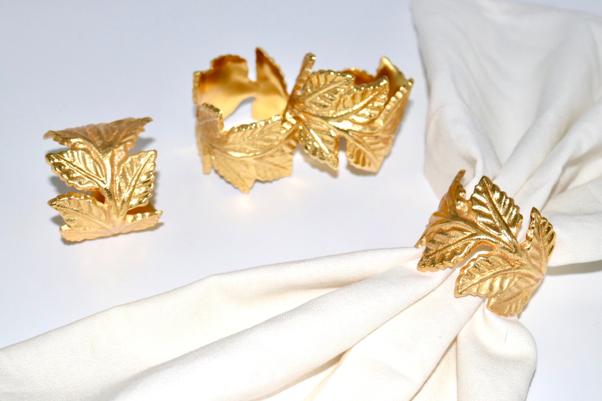 Gold Floral Napkin Rings (set of 4)